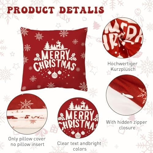 Aitsite 4er-Pack Weihnachts-Kissenbezüge 45 x 45 cm – Winterliche Dekoration für Sofa & Wohnzimmer