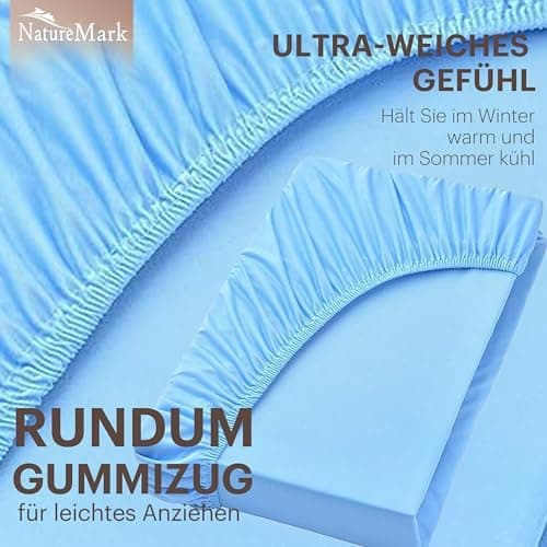 NatureMark Jersey-Spannbettlaken 2er-Pack – 100% Baumwolle, 90 x 200–100 x 200 cm, Creme/Natur