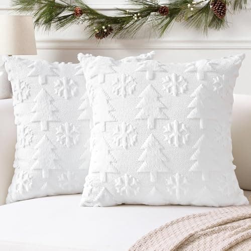 Artscope 2er-Set Kissenbezüge (40x40 cm) – weicher Kurzplüsch Wollsamt, Schneeflocke Creme Beige