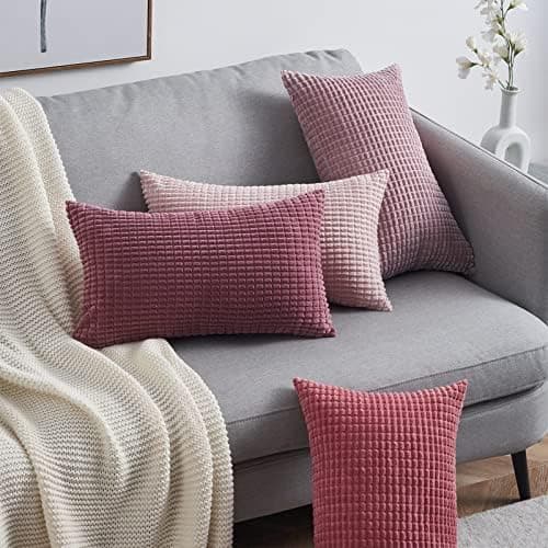 Topfinel Kissenbezüge 40x40 cm 4er-Set Rosa – Cord-Optik, flauschig, GRS‑zertifiziert