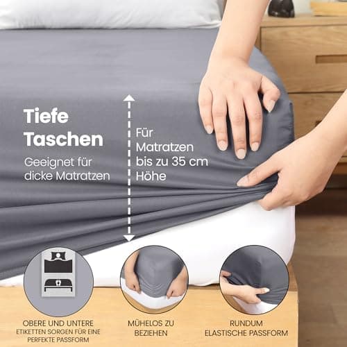 Utopia Bedding Spannbettlaken 180×200 cm – Grau, gebürstete Polyester‑Mikrofaser, OEKO‑TEX zertifiziert