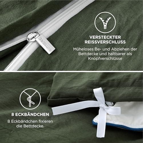 BEDSURE Bettwäsche 135x200 4‑teilig – Weiches Baumwoll‑Feeling Bettwäsche‑Set 135 x 200 cm, inkl. 2 Kissenbezüge 80x80,