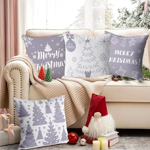 Aitsite 4er-Pack Weihnachts-Kissenbezüge 45 x 45 cm – Winterliche Dekoration für Sofa & Wohnzimmer