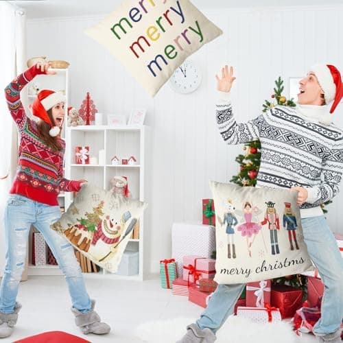 Aitsite 4er-Pack Weihnachts-Kissenbezüge 45 x 45 cm – Winterliche Dekoration für Sofa & Wohnzimmer