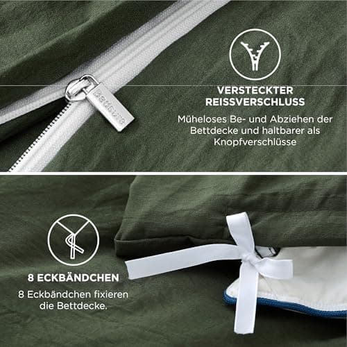 BEDSURE Bettwäsche 135x200 4‑teilig – Weiches Baumwoll‑Feeling Bettwäsche‑Set 135 x 200 cm, inkl. 2 Kissenbezüge 80x80,