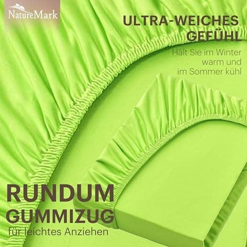 NatureMark Jersey-Spannbettlaken 2er-Pack – 100% Baumwolle, 90 x 200–100 x 200 cm, Creme/Natur