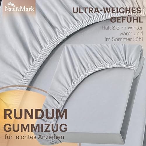 NatureMark Jersey-Spannbettlaken 2er-Pack – 100% Baumwolle, 90 x 200–100 x 200 cm, Creme/Natur