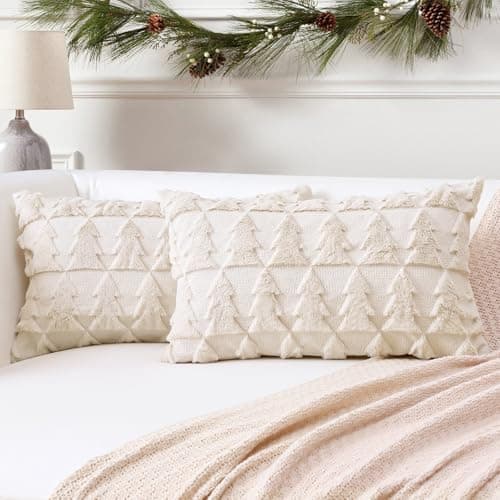 Artscope 2er-Set Kissenbezüge (40x40 cm) – weicher Kurzplüsch Wollsamt, Schneeflocke Creme Beige