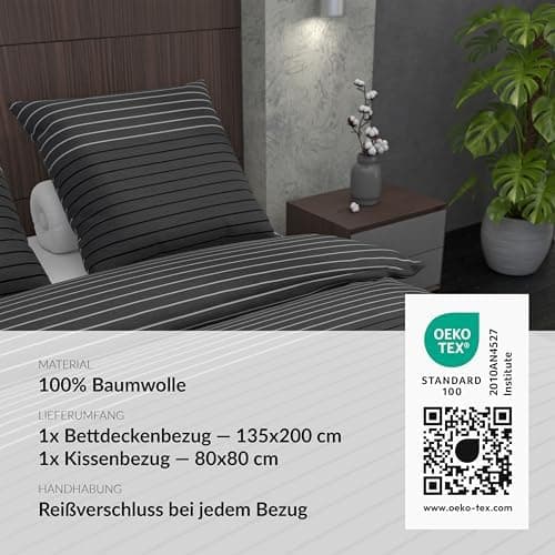 LARAWELL Bettwäsche-Set 135x200 Baumwolle