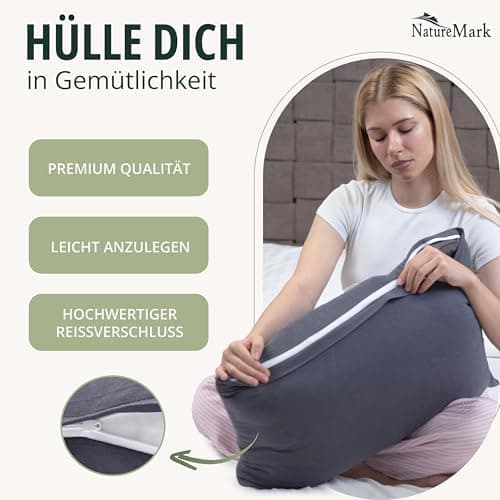 NatureMark Jersey Kissenbezüge – weich & atmungsaktiv, hautfreundlich – 40x40 cm, Anthrazit