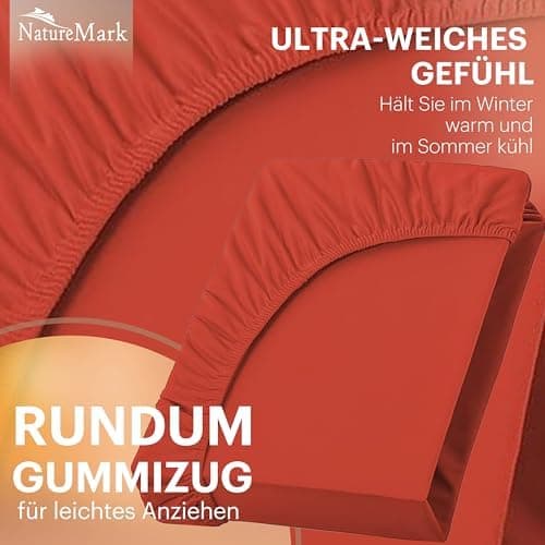 NatureMark Jersey-Spannbettlaken 2er-Pack – 100% Baumwolle, 90 x 200–100 x 200 cm, Creme/Natur
