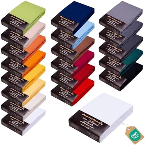 AVANTGARDE Spannbettlaken 180x200–200x220 cm, 40 cm Steg – 100% Jersey-Baumwolle 170 g/m², OEKO-TEX – passend für Boxspr