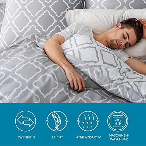 BEDSURE Bettwäsche-Set 135x200 (4-teilig) – Wendebettwäsche OEKO-TEX STANDARD 100 mit Reißverschluss, 2×80x80 Kissenbezü
