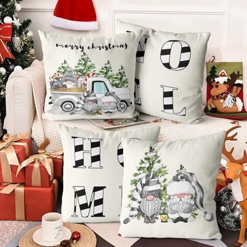 Aitsite 4er-Pack Weihnachts-Kissenbezüge 45 x 45 cm – Winterliche Dekoration für Sofa & Wohnzimmer