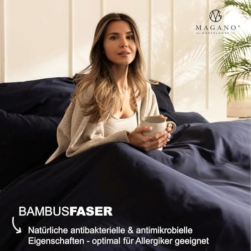 Magano® Bettwäsche 135x200 Taupe – Bambus & Baumwolle Satin 400 TC Premium, Deckenbezug 135x200 cm + Kissenbezug 40x80 c
