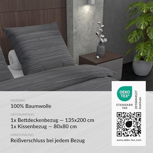 LARAWELL Bettwäsche-Set 135x200 Baumwolle