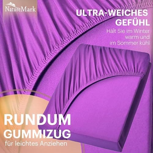 NatureMark Jersey-Spannbettlaken 2er-Pack – 100% Baumwolle, 90 x 200–100 x 200 cm, Creme/Natur