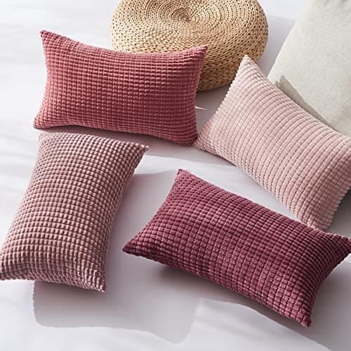 Topfinel Kissenbezüge 40x40 cm 4er-Set Rosa – Cord-Optik, flauschig, GRS‑zertifiziert