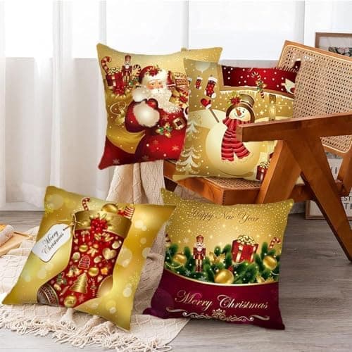 4er Set Kissenbezüge Weihnachten 40×80 cm – festliche Kissenhüllen für Sofa & Wohnzimmer
