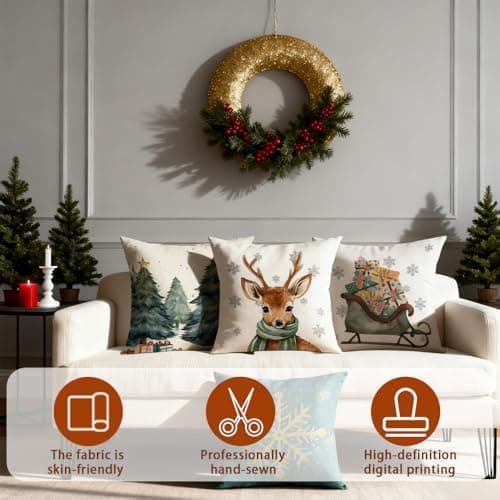 4er Set Kissenbezüge Weihnachten 40×80 cm – festliche Kissenhüllen für Sofa & Wohnzimmer