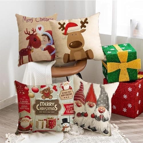 4er Set Kissenbezüge Weihnachten 40×80 cm – festliche Kissenhüllen für Sofa & Wohnzimmer