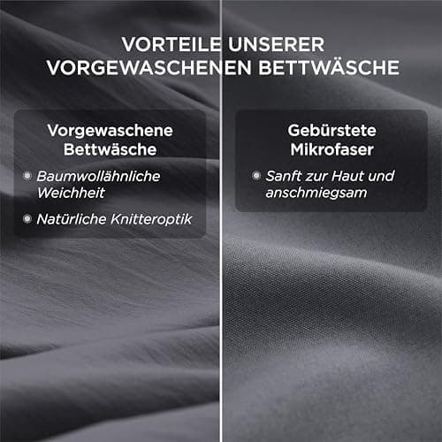 BEDSURE Bettwäsche 135x200 4‑teilig – Weiches Baumwoll‑Feeling Bettwäsche‑Set 135 x 200 cm, inkl. 2 Kissenbezüge 80x80,