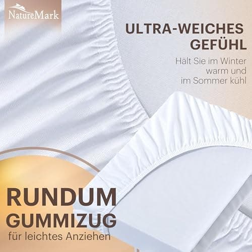 NatureMark Jersey-Spannbettlaken 2er-Pack – 100% Baumwolle, 90 x 200–100 x 200 cm, Creme/Natur