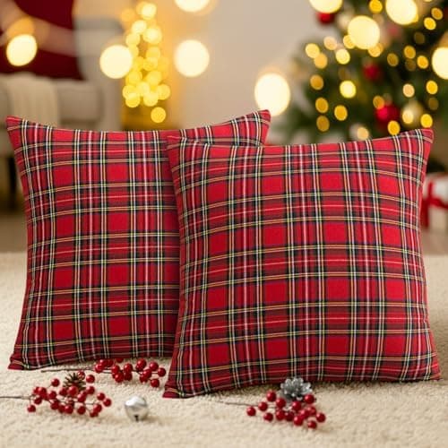 Kissenbezug Weihnachten 2er Set kariert 45×45 cm