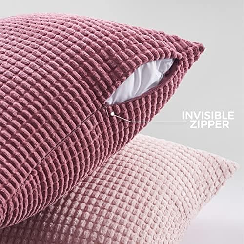 Topfinel Kissenbezüge 40x40 cm 4er-Set Rosa – Cord-Optik, flauschig, GRS‑zertifiziert
