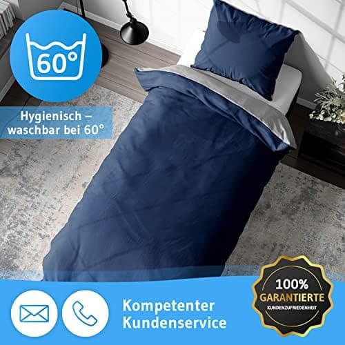 Bettwäsche 135x200 – 100% Renforce Baumwolle (OEKO-TEX STANDARD 100) | Set: Bettbezug 135x200 + Kissenbezug 80x80