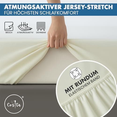 Spannbettlaken 140x200 cm – 100% Baumwoll‑Jersey, passend für Matratzen bis 25 cm Höhe