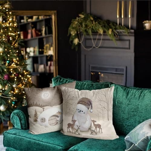 Aitsite 4er-Pack Weihnachts-Kissenbezüge 45 x 45 cm – Winterliche Dekoration für Sofa & Wohnzimmer