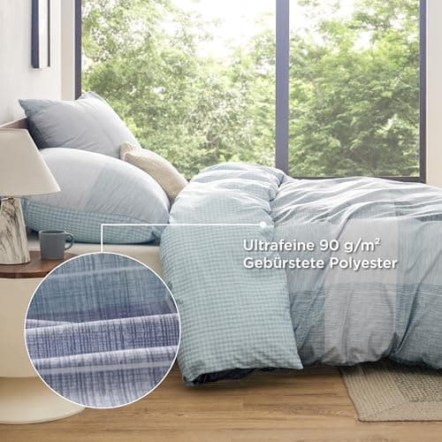 BEDSURE Bettwäsche-Set 135x200 (4-teilig) – Wendebettwäsche OEKO-TEX STANDARD 100 mit Reißverschluss, 2×80x80 Kissenbezü