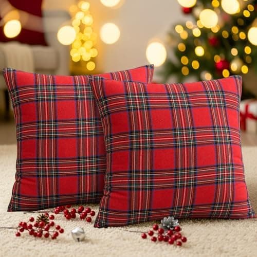 Kissenbezug Weihnachten 2er Set kariert 45×45 cm