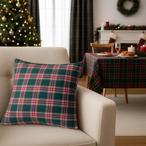 Kissenbezug Weihnachten 2er Set kariert 45×45 cm