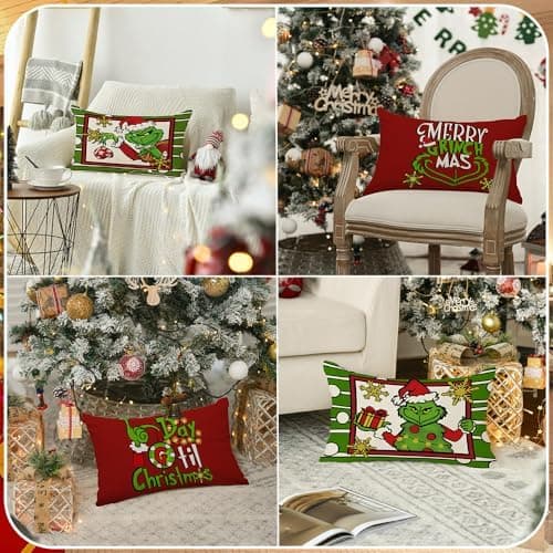 4er Set Kissenbezüge Weihnachten 40×80 cm – festliche Kissenhüllen für Sofa & Wohnzimmer