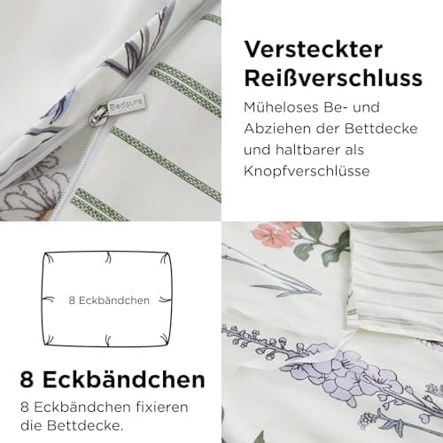 BEDSURE Bettwäsche-Set 135x200 (4-teilig) – Wendebettwäsche OEKO-TEX STANDARD 100 mit Reißverschluss, 2×80x80 Kissenbezü