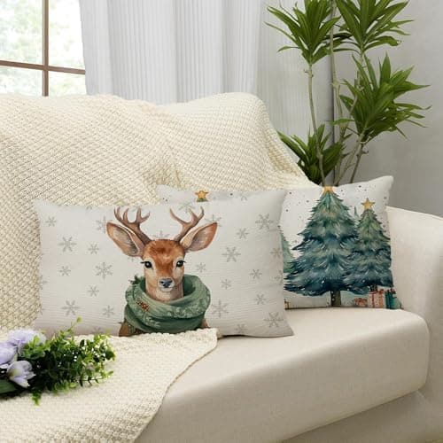 4er Set Kissenbezüge Weihnachten 40×80 cm – festliche Kissenhüllen für Sofa & Wohnzimmer