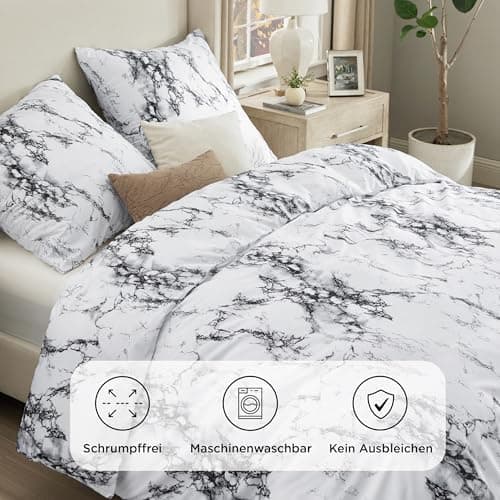 BEDSURE Bettwäsche-Set 135x200 (4-teilig) – Wendebettwäsche OEKO-TEX STANDARD 100 mit Reißverschluss, 2×80x80 Kissenbezü