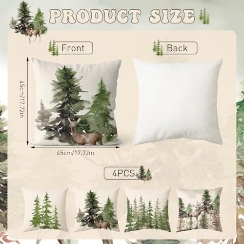 Aitsite 4er-Pack Weihnachts-Kissenbezüge 45 x 45 cm – Winterliche Dekoration für Sofa & Wohnzimmer