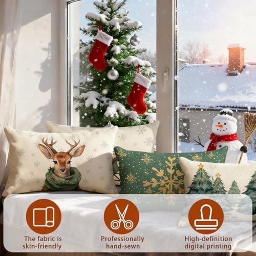 4er Set Kissenbezüge Weihnachten 40×80 cm – festliche Kissenhüllen für Sofa & Wohnzimmer