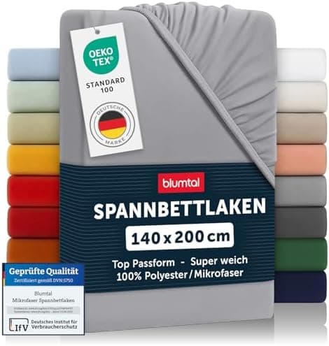 Blumtal® Spannbettlaken 140x200 cm – Microfaser, OEKO-TEX Standard 100, Grau