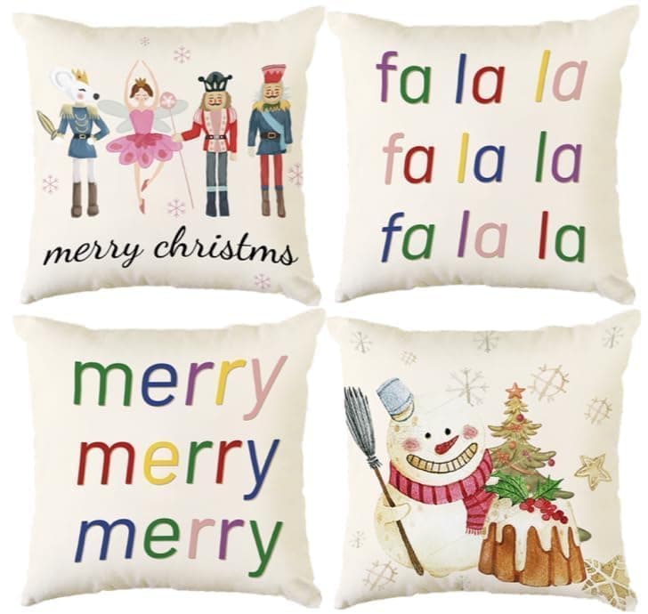 Aitsite 4er-Pack Weihnachts-Kissenbezüge 45 x 45 cm – Winterliche Dekoration für Sofa & Wohnzimmer