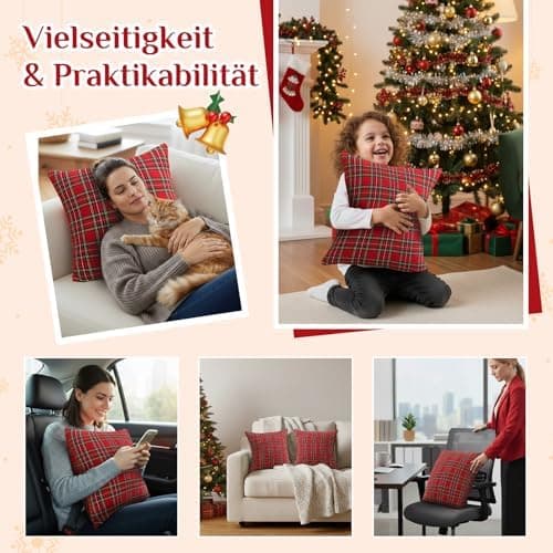 Kissenbezug Weihnachten 2er Set kariert 45×45 cm