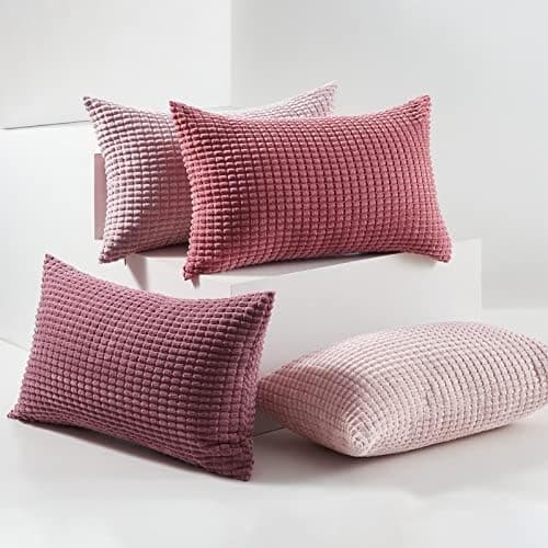 Topfinel Kissenbezüge 40x40 cm 4er-Set Rosa – Cord-Optik, flauschig, GRS‑zertifiziert