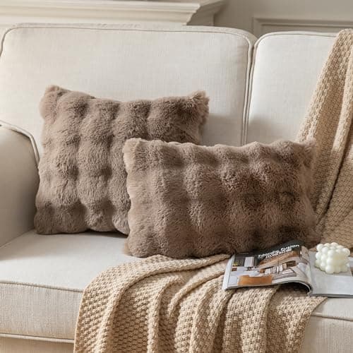 2er‑Set Samt‑Plüsch Kissenbezüge 45x45 cm – Luxus weiche Zierkissenhüllen, Cremeweiß