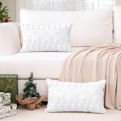 Artscope 2er-Set Kissenbezüge (40x40 cm) – weicher Kurzplüsch Wollsamt, Schneeflocke Creme Beige