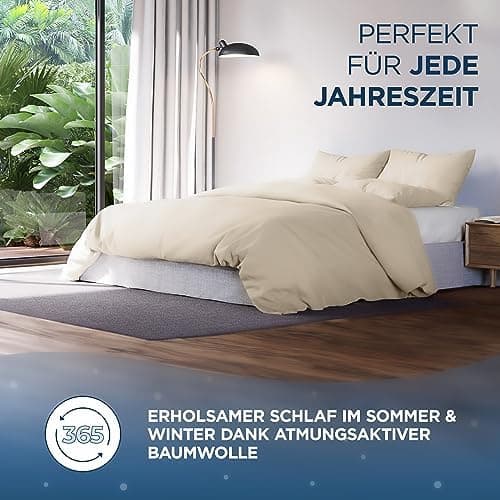 Bettwäsche 155x220 Baumwollsatin – Oeko‑Tex Made in Green, himmlisch weich – Set 1x Bettbezug 155x220 + 1x Kissenbezug 8