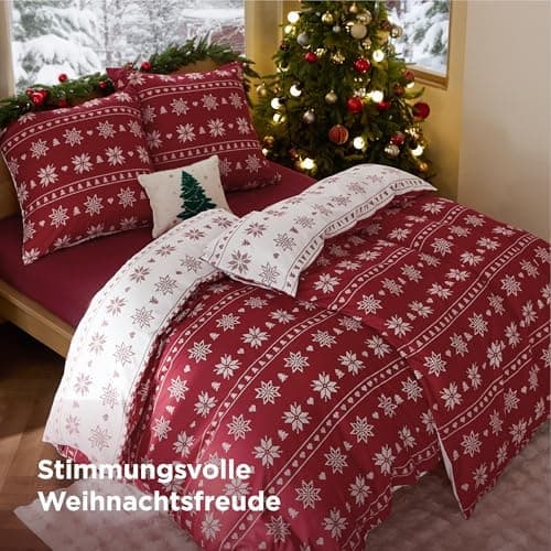 BEDSURE Bettwäsche-Set 135x200 (4-teilig) – Wendebettwäsche OEKO-TEX STANDARD 100 mit Reißverschluss, 2×80x80 Kissenbezü
