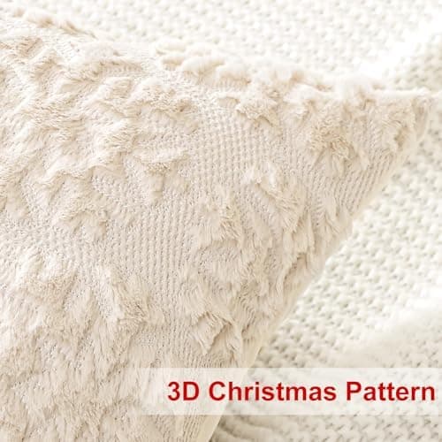 Artscope 2er-Set Kissenbezüge (40x40 cm) – weicher Kurzplüsch Wollsamt, Schneeflocke Creme Beige